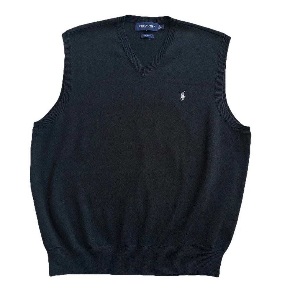 Polo Ralph Lauren 100% Cotton Cable Knit Sweater Vest-L-Pony Academia Luxury Y2K